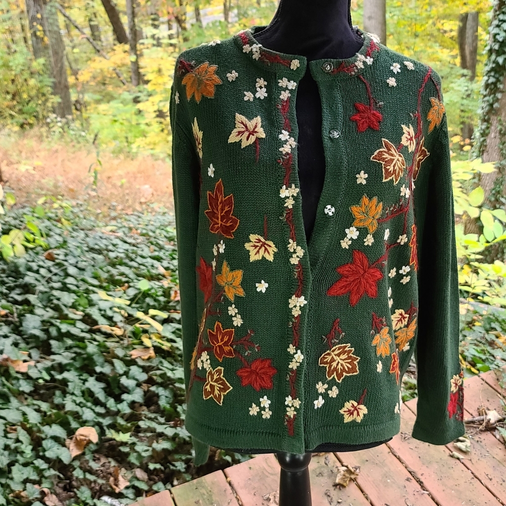 COPY - Green colored cardigan for fall style# 22157